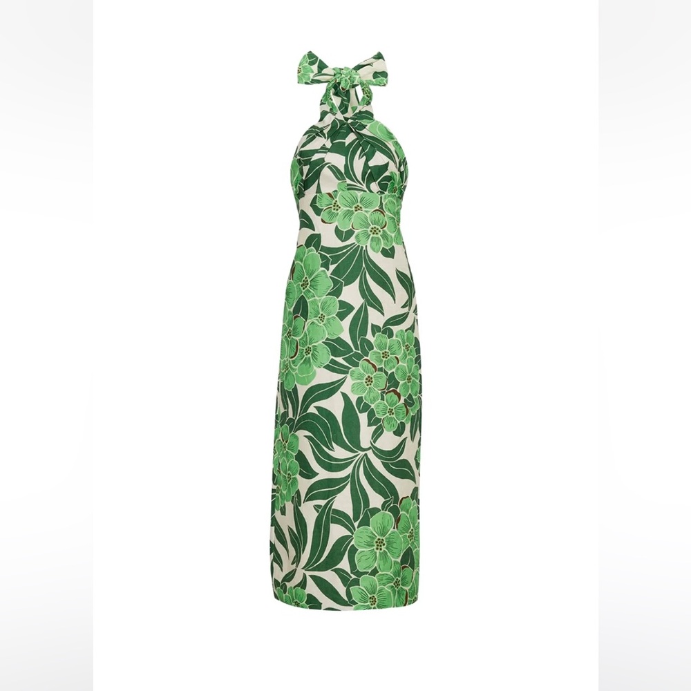 Cara Cara Green Floral Halter Dress